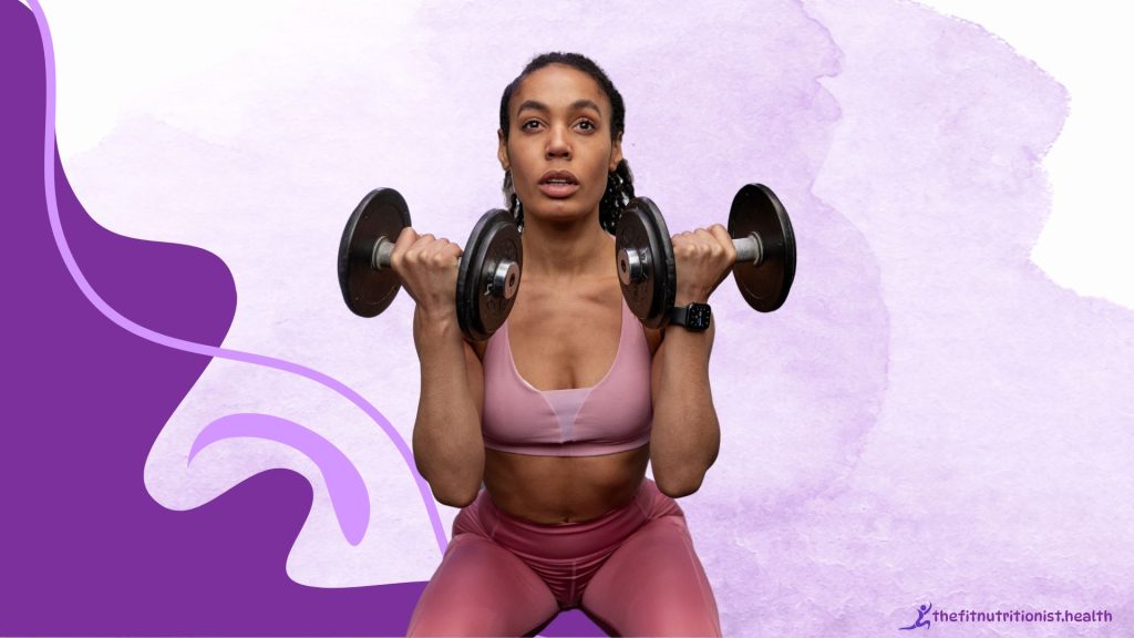exercise schedule for gym beginners, image, woman working out in a purple outfit, with dumb bells