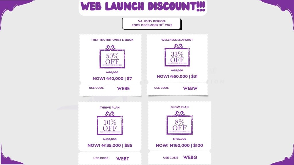 Web launch discount codes for thefitnutritionist plans